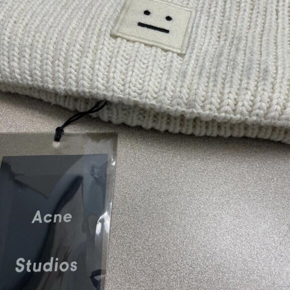 Acne Studios Pansy Face Patch Rib Wool Beanie Knit Cap Hat Winter Headwear main image 4